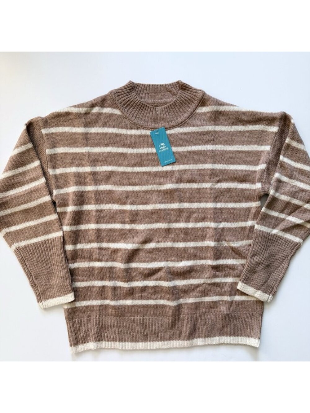 Cupshe Women’s striped brown sweater size S Small NWT